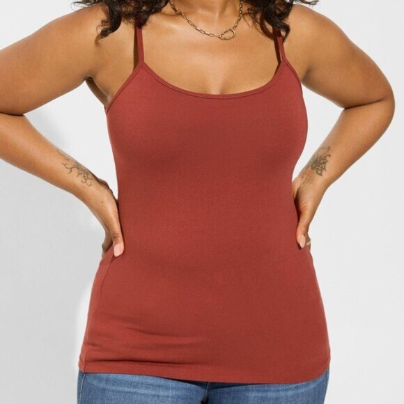 Torrid Foxy Cami Top Burnt Orange Red Size 3 Tank Stretch Summer Fall Layering - Picture 1 of 7